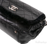 Black Quilted Rabbit Fur Bag