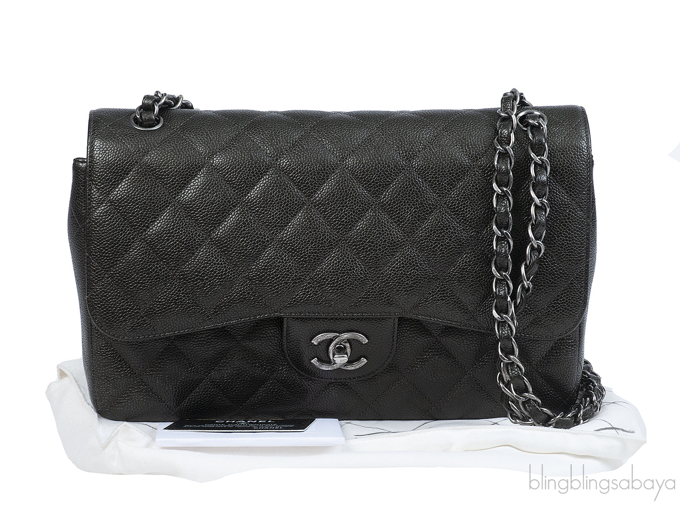 Chanel Charcoal Grey Caviar Jumbo Flap Bag