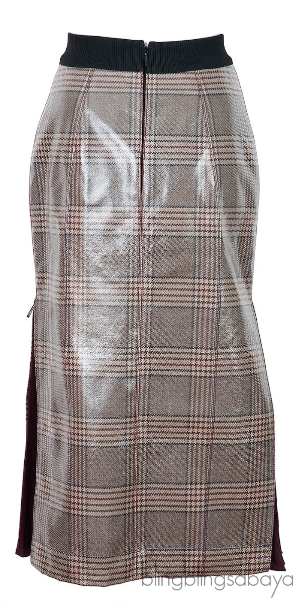 Glazed Prince Of Wales Plaid Midi Skirt