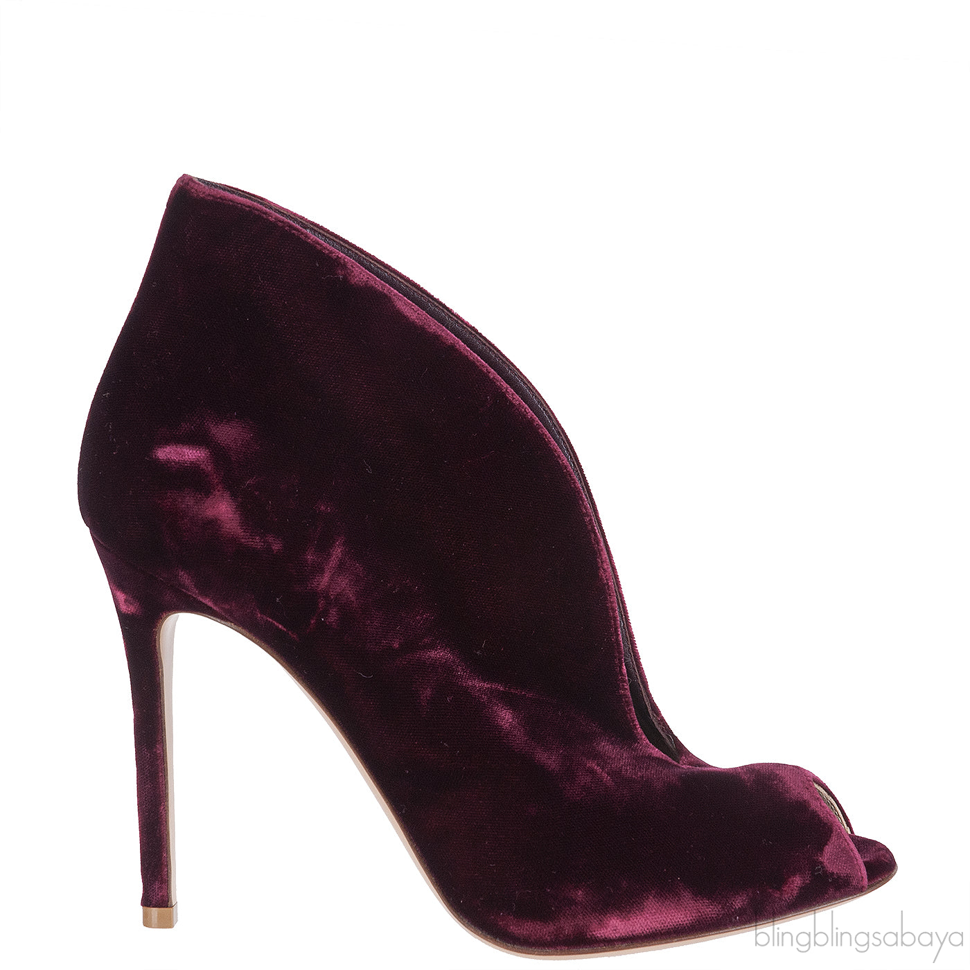 Gianvito Rossi Burgundy Velvet Ankle-Flare Boots