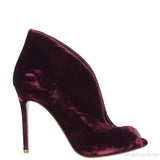 Gianvito Rossi Burgundy Velvet Ankle-Flare Boots