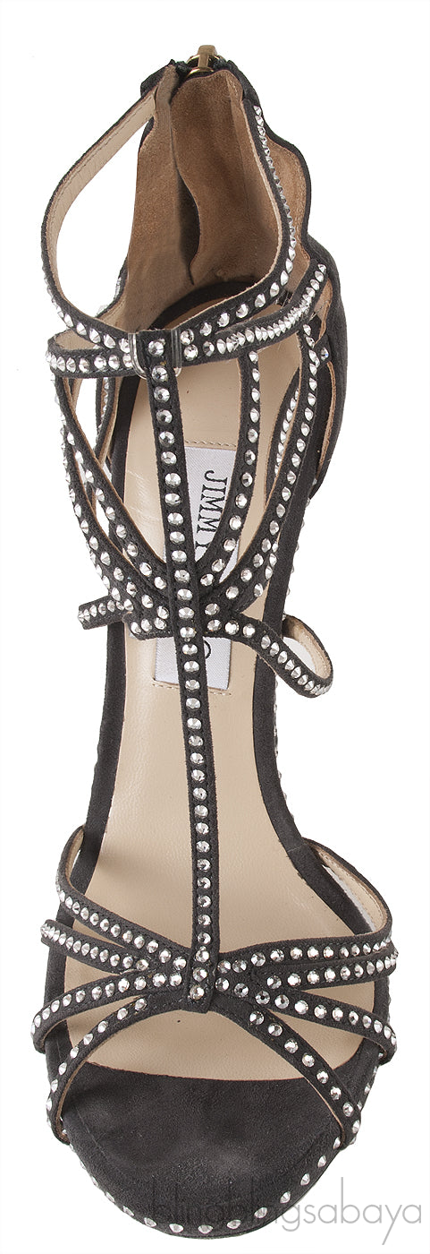 Jimmy Choo Strappy Grey Crystal Heels