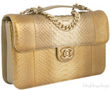 Gold Metallic Python Shoulder Bag