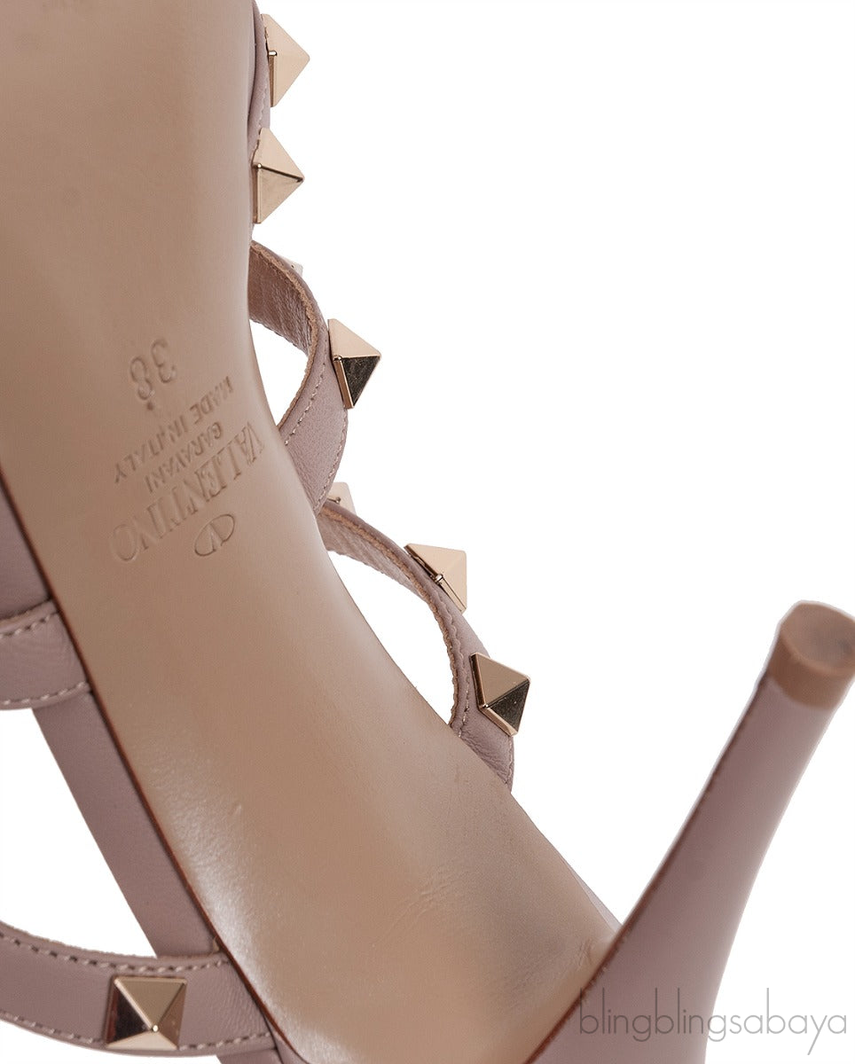 Nude Matte Rockstud Pointed Toe Mule