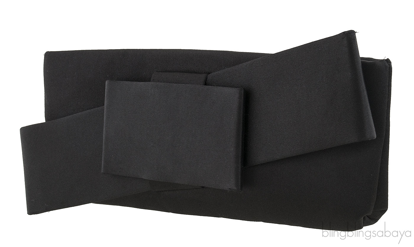 Satin Bow Black Evening Clutch
