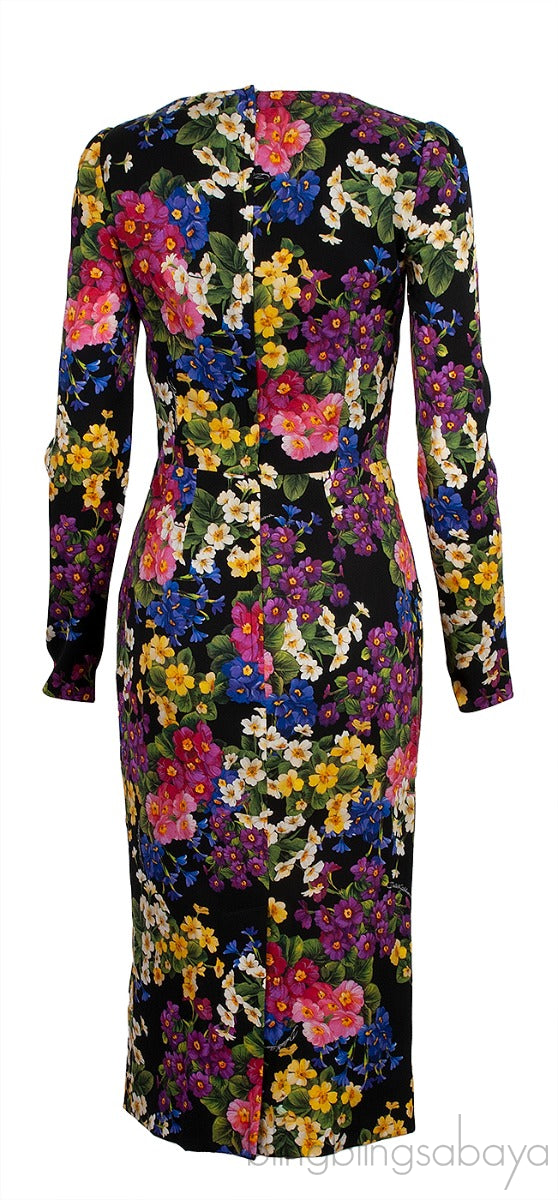 Floral Print Midi Dress Black