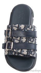 Dior Beige and Black Dior Oblique Technical Jacquard Kids Sandals