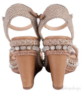 Beige Cordillera Studded Wedge Sandals