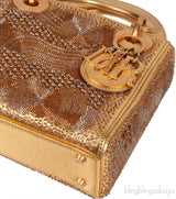 Lady Dior Mini Gold Bead Embellished Bag