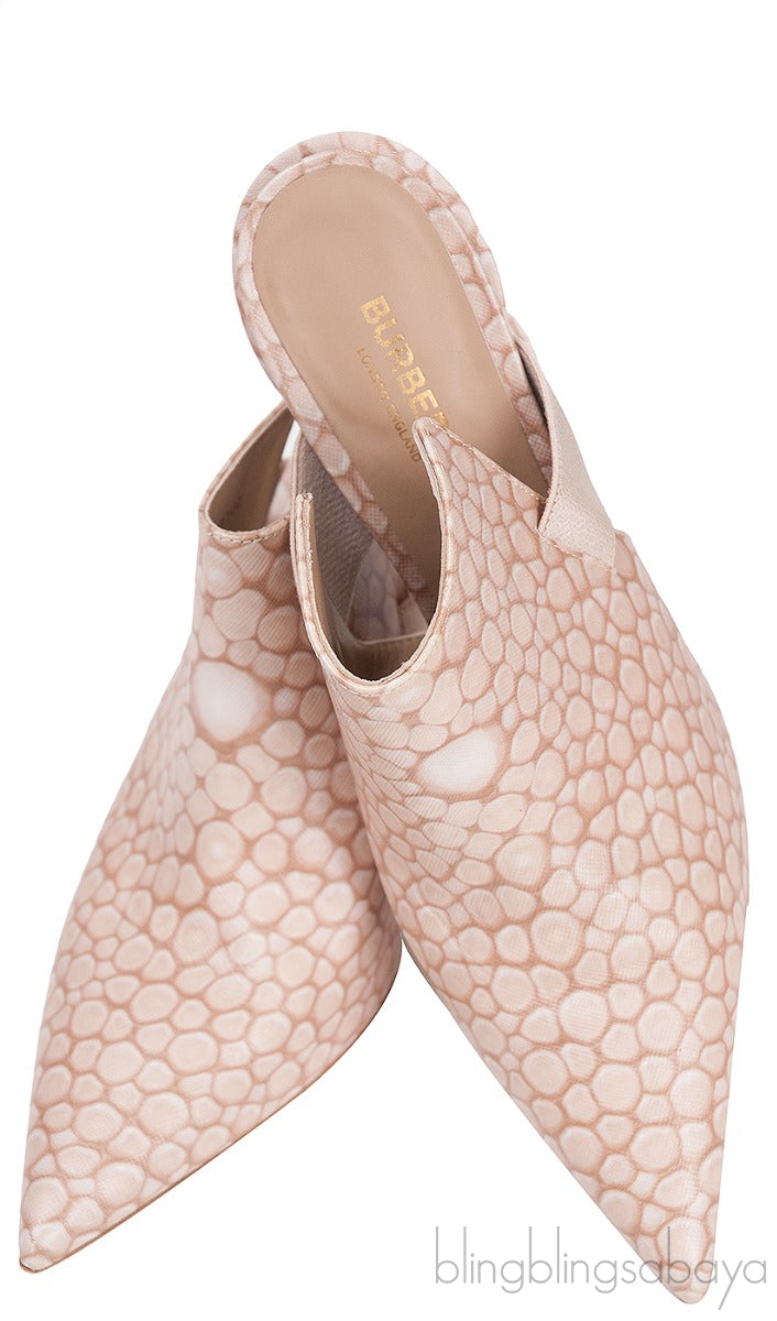 Stingray Print Pointed Toe Mules