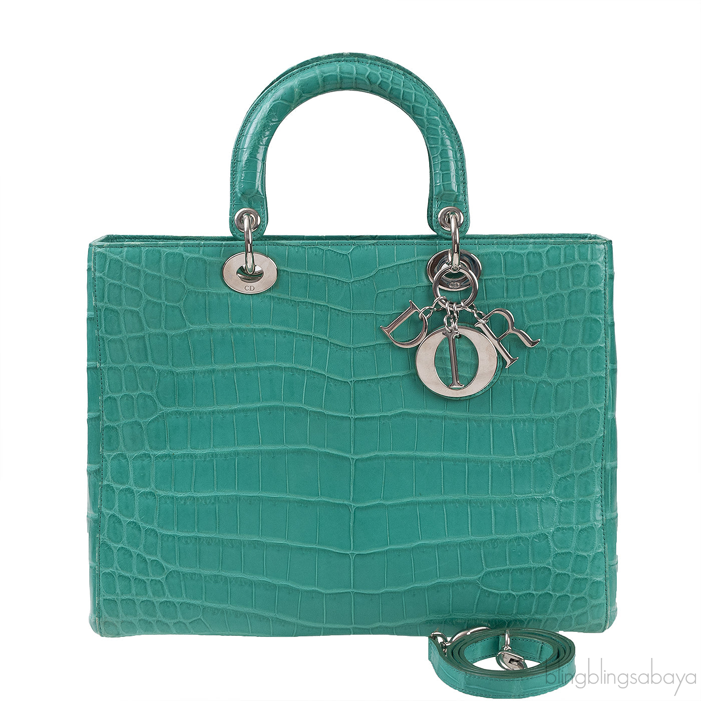 Lady Dior Large Green Crocodile Handbag