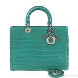 Lady Dior Large Green Crocodile Handbag