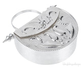 Silver Palmette Oval Minaudiere Clutch