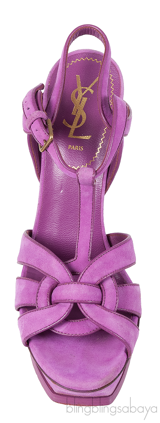 YVES SAINT LAURENT Purple Suede Tribute Sandals