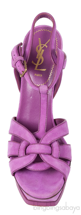 YVES SAINT LAURENT Purple Suede Tribute Sandals