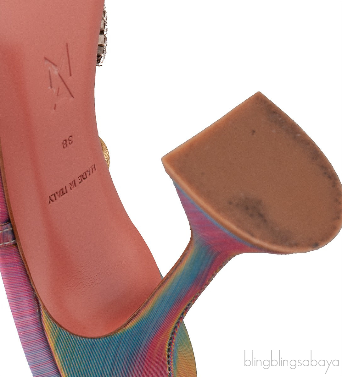 Gilda Crystal -Embellished Iridescent  Leather Mules
