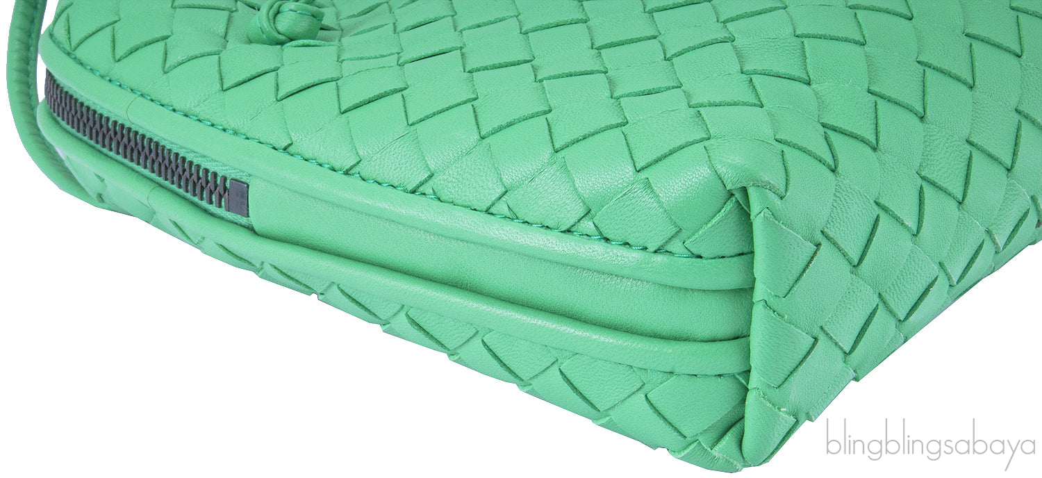 Green Intrecciatio Clutch Crossbody Bag
