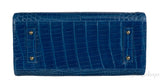 Kwanpen Blue Crocodile Top Handle Bag