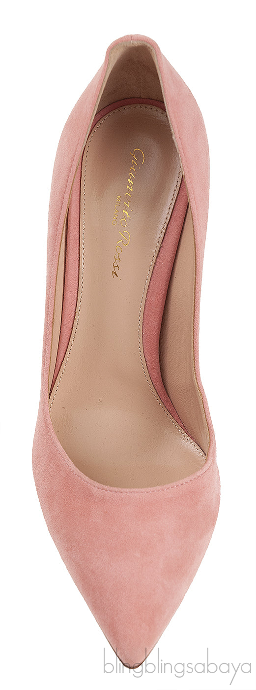 Peach Suede Pointed Toe Heels