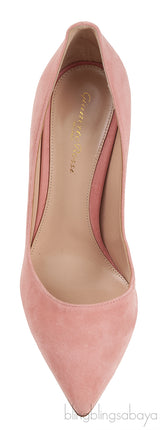 Peach Suede Pointed Toe Heels