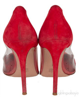 Red Suede PVC Plexi Pump