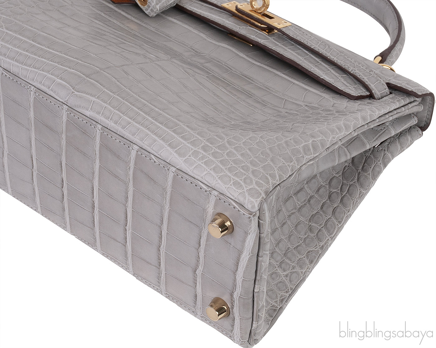 Hermes Special Order Kelly 25 Matte Gris Perle Crocodile and Toffee GHW