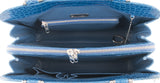 Blue Crocodile Large Top Handle Bag