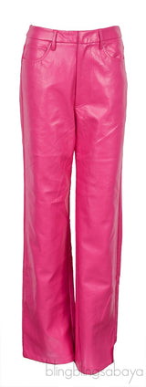 Lynn Pink Embossed Leather Pants