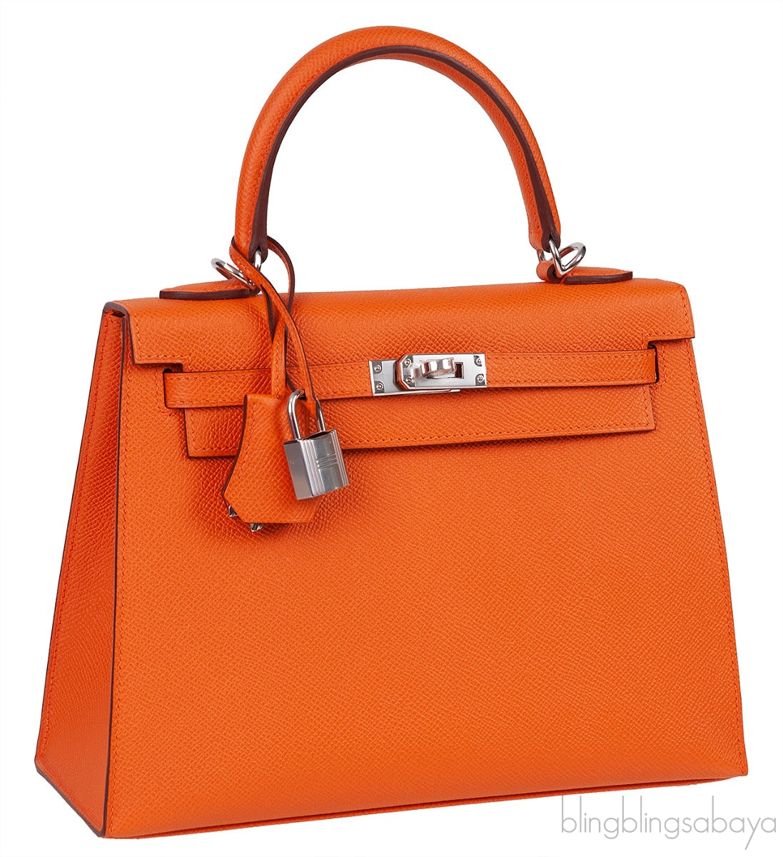 Kelly 25 Orange Epsom Sellier PHW