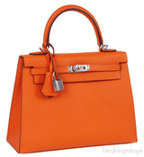Kelly 25 Orange Epsom Sellier PHW