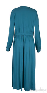 Teal Blue V-neck Long Sleeve Dress