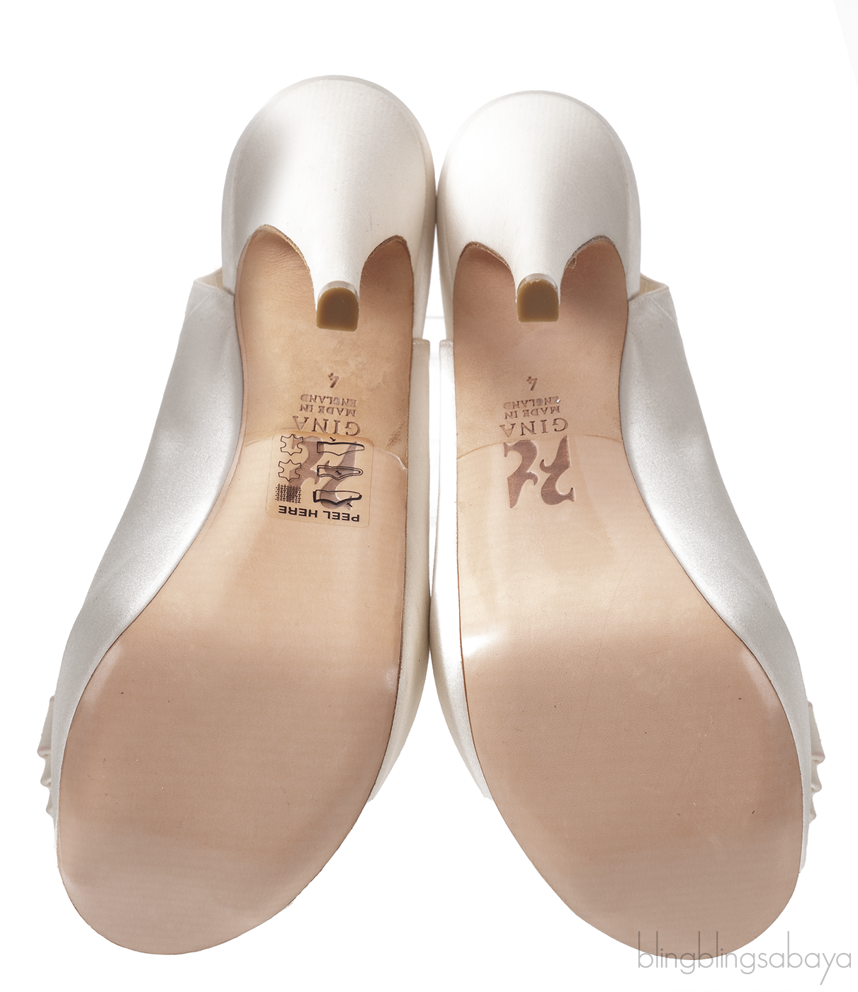 Gina Pearl White Satin Bow Slingback Heels
