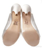 Gina Pearl White Satin Bow Slingback Heels