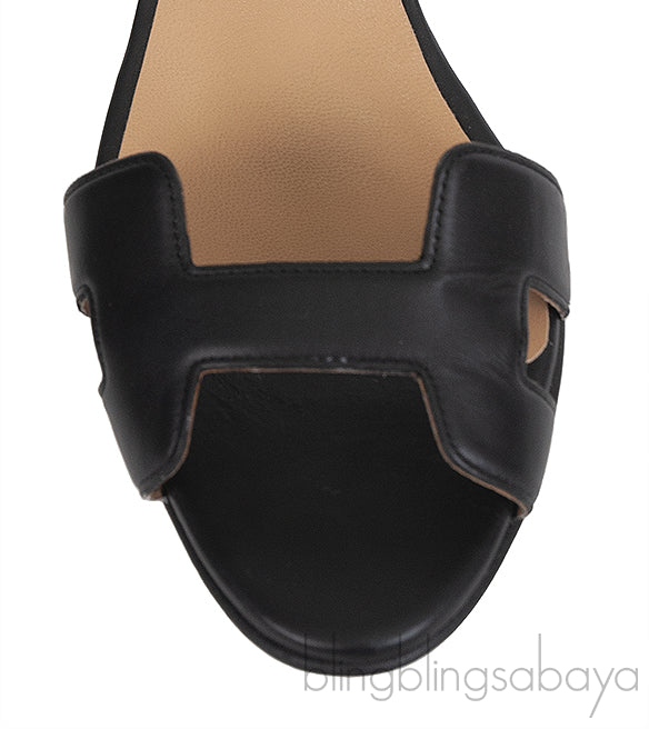 Hermes Black Night 70 Slingback Sandals