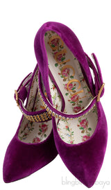 Gucci Purple Sylvie Velvet Crystal Embellished Heels 38