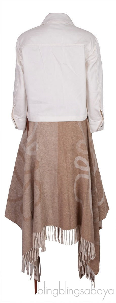 White Denim Cotton Jacket & Anagram Blanket Skirt