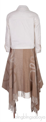 White Denim Cotton Jacket & Anagram Blanket Skirt