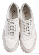 Loro Piana My Wind White Microfibre and Grey Suede Sneakers