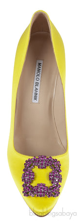 Manolo Blahnik Yellow Satin Hangisi Pump