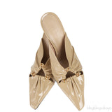 Beige Patent Leather Bunny Mules