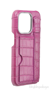 Card Holder Strap Iphone 15 Case Alligator Pink