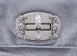 Metallic Silver Crystal Clutch Bag
