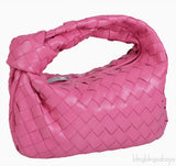 Pink Jodie Mini Knotted Intrecciato Leather Tote