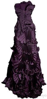 Plum Swirl Pleated Gown