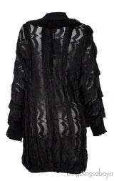 Metallic Black Fringed Cardigan