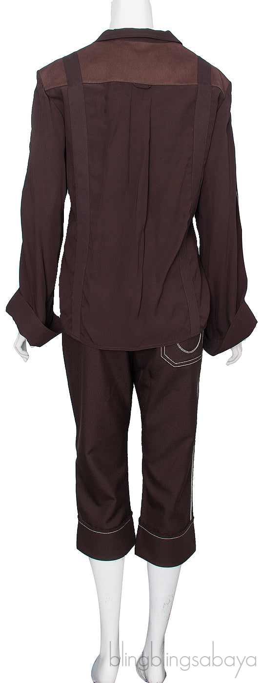 Brown Top & Crop Pants
