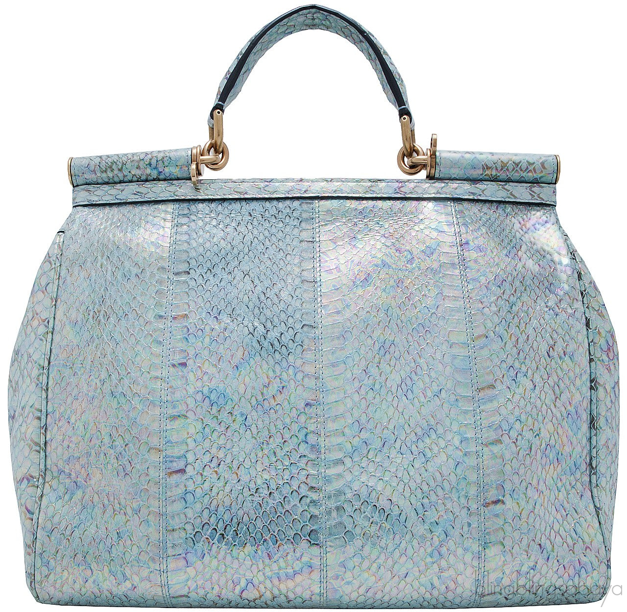 Miss Sicily Blue Watersnake Flap Bag