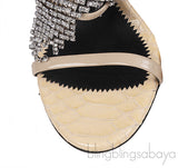 Giuseppe Zanotti Python Embossed Beige Crystal Sandals