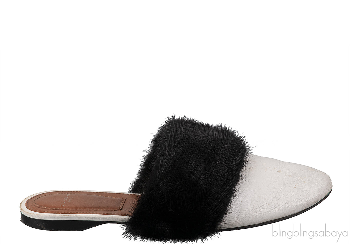 White Bedford Fur Trim Mules