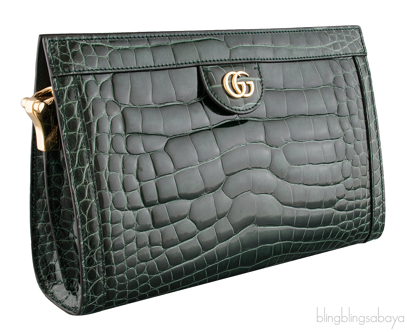Ophidia Crocodile Green Shoulder Bag